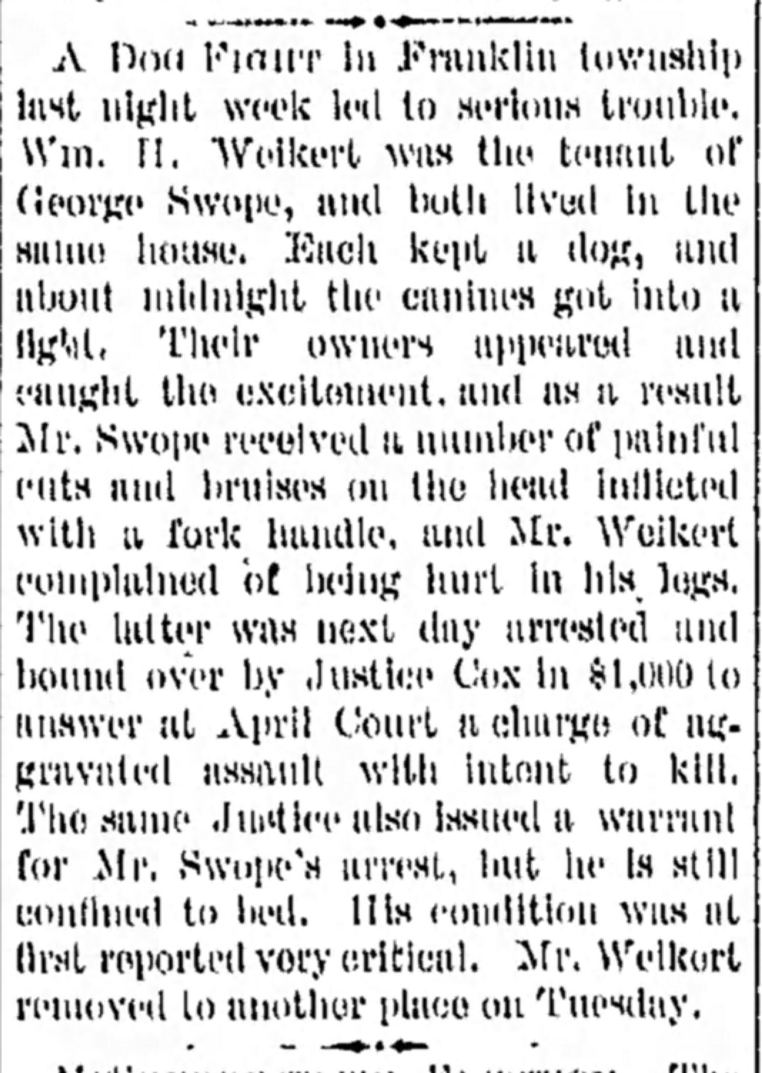 Brother v. Brother: William Weikert, Adultery, and Dogfighting